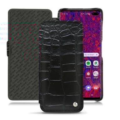 Housse cuir Samsung Galaxy S10+ -  - Noir - Cuir Abaca