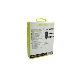 Caricatore da auto a molla 1Usb+cavo 1A Usb/Micro-Usb 1M Nero