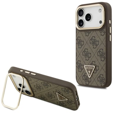 Etui Guess 4G PU Triangle Logo & Stand Camera Magsafe do iPhone 17 Pro br?zowy
