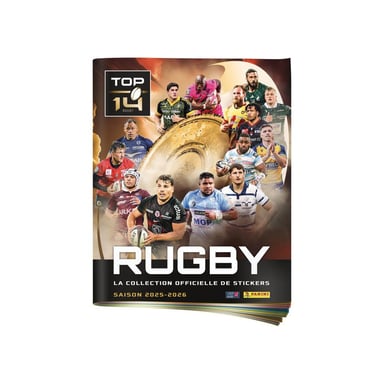 Starter Pack Album de stickers PANINI Rugby Top 14 2025-2026 64 pages + 4 pochettes (20 stickers) Or/Noir