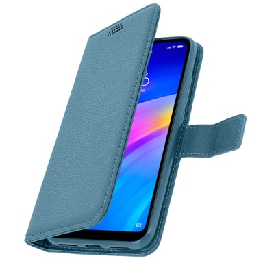Housse pour Xiaomi Redmi 7 Étui Folio Coque Soft Touch Support Vidéo Bleu