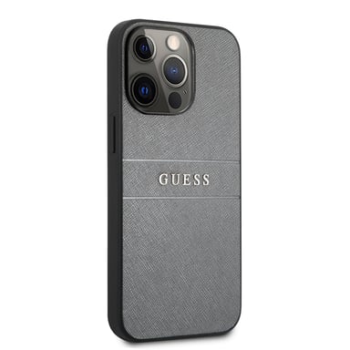 Guess Saffiano PU Apprendre Backcase Compatible avec iPhone 13 Pro étui Gris
