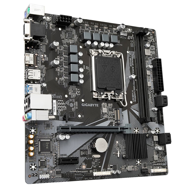 GIGABYTE H610M H Carte Mère Prend en charge les processeurs Intel Core 14e génération VRM numérique hybride 6+1+1 jusqu'à 5600MHz DDR4 OC 1xPCIe 3.0 .2 LAN GbE USB 3.2 Gen 1 Neuf - vue 3