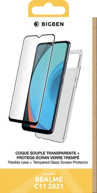 Pack di protezione per Realme C11 2021 anti-urto in TPU e vetro dello schermo 9H