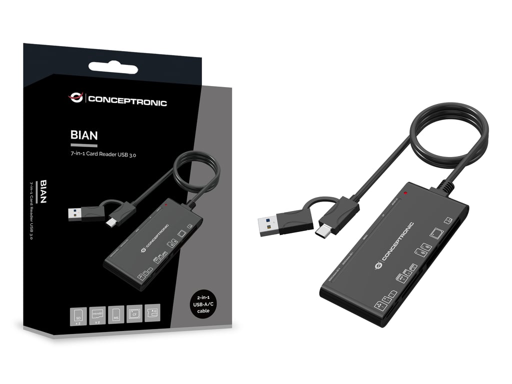 Lecteur de Carte Mémoire Conceptronic BIAN10B USB 3.2 Gen 1 Type AType C - vue 4