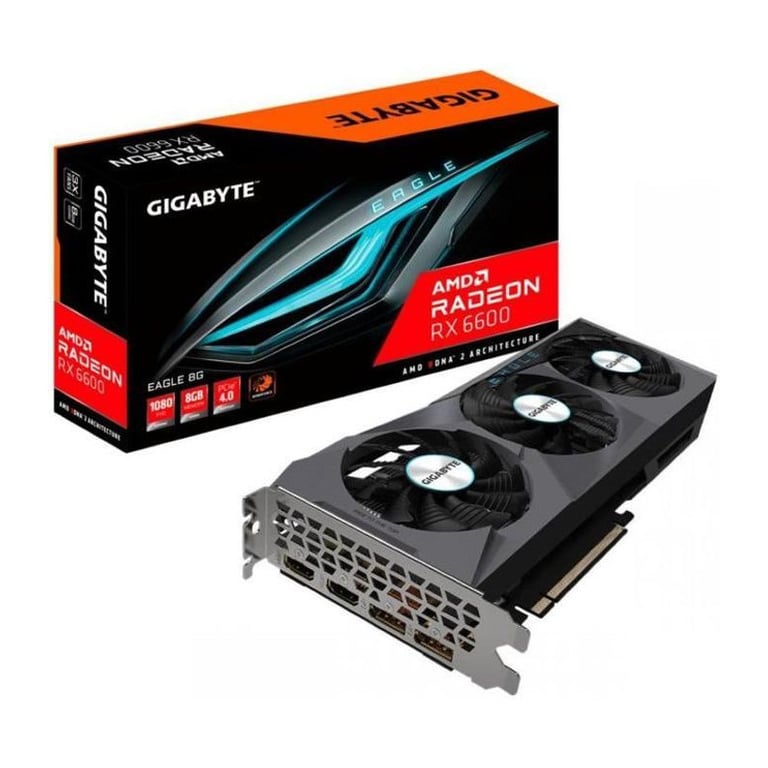 Gigabyte Radeon RX 6600 EAGLE 8G Carte graphique Radeon RX 6600 8 Go GDDR6 PCIe 4.0 x16 2 x DisplayPort 2 x HDMI