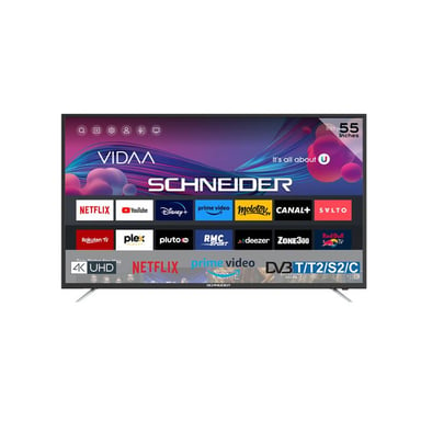 55'' 4K UHD NOIR SMART TV VIDAA- 3 HMI - 2 USB - DOLBY AUDIO SCHNEIDER -  GMSCLED55UV102 - Schneider