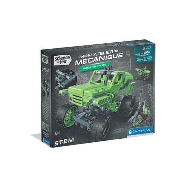 Kit de construction CLEMENTONI Monster Truck 2-en-1 mécanique 260+ pièces Vert - Neuf