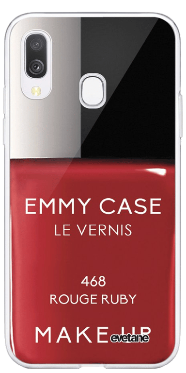 Evetane Coque Samsung Galaxy A40 silicone transparente Motif Vernis Rouge ultra resistant