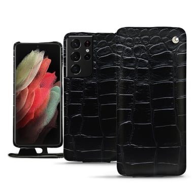 Housse cuir Samsung Galaxy S21 Ultra - Rabat vertical - Noir - Cuirs spéciaux