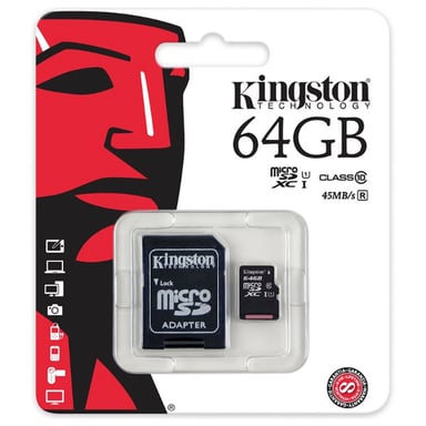 Carte mémoire Kingston MicroSD 64 Go Noir