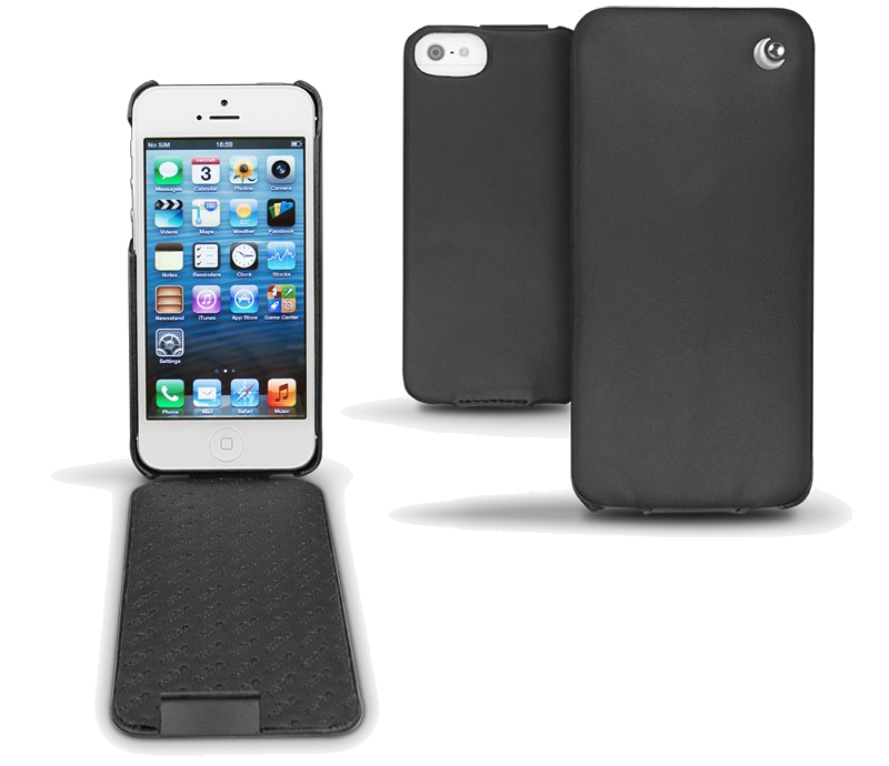 Housse cuir Apple iPhone 5 - Rabat vertical - Noir - Nappa - Black - NOREVE