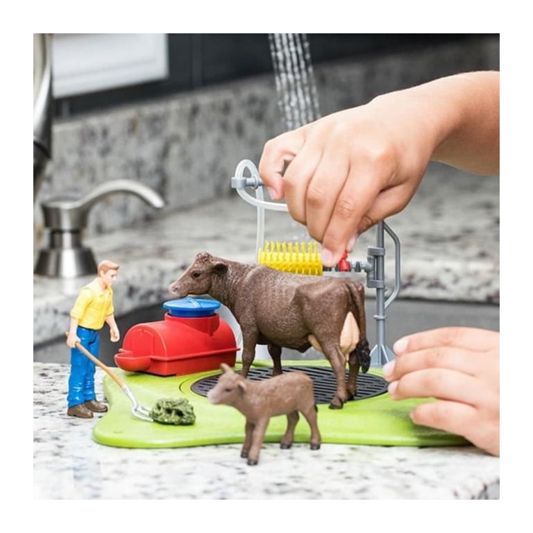 Station de lavage pour vache Coffret de jeu avec 1 figurine de vache 1 veau et 1 figurine humaine SCHLEICH 42529 FARM WORLD - vue 4