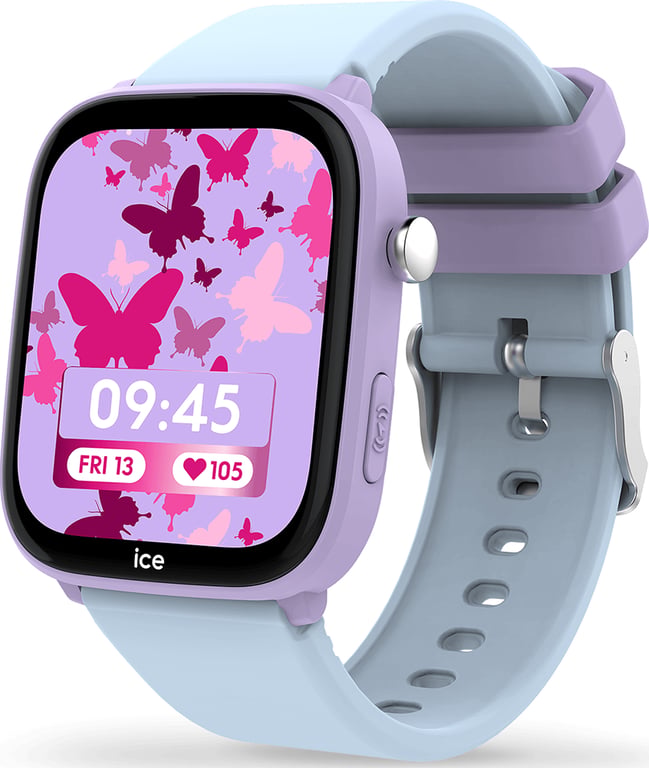 Montre connectée ICE SMART Junior 3.0 Find My Rectangulaire avec Bracelet Silicone Violet / Bleu Ice Watch - Neuf