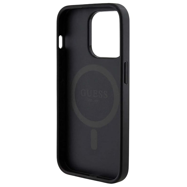 Pack Coque pour iPhone 14 Pro Max MagSafe Saffiano Motif 4G et Powerbank 5000mAh Noir - Neuf