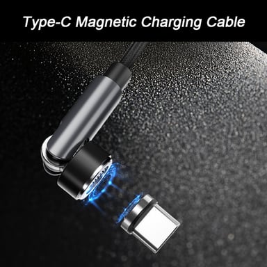 Cable de carga magnético USB-C 3A Carga rápida 2 m Black
