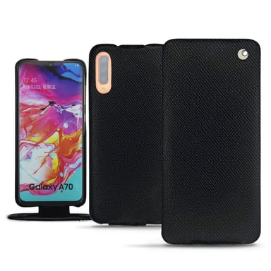 Funda de piel Samsung Galaxy A70 - Solapa vertical - Negro - Piel saffiano