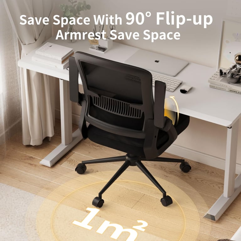 Chaise d'ordinateur pivotante avec accoudoir rabattable à 90° et support lombaire pour la maisonbureau Neuf - vue 6