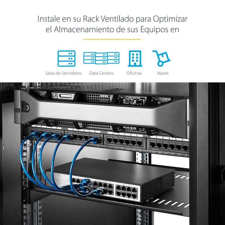 StarTech.com Étagère Rack Serveur 1U Plateau Cantilever Universel Ventilé pour Armoire d'Équipement Réseau 19 Acier Résistant Poids Max 20kg Étagère de 25cm de Profondeur Neuf - vue 3