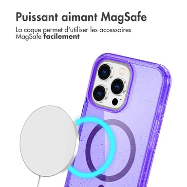 imoshion Coque Pailletée avec MagSafe pour Apple iPhone 16 Pro - Paillettes Violet