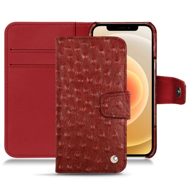 Funda de piel Apple iPhone 12 - Solapa billetera - Rojo - Cueros especiales