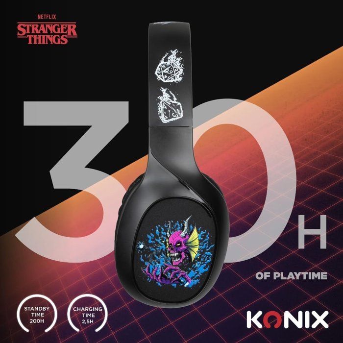 Casque audio Sans fil Stranger Things Bluetooth 5.3 smartphones tablettes Microphone Autonomie 30 h jaune Neuf - vue 3