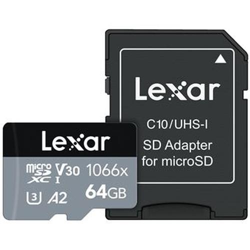 Lexar Professional 1066x microSDXC UHS-I Cards SILVER Series 64 Go Classe 10 - Neuf