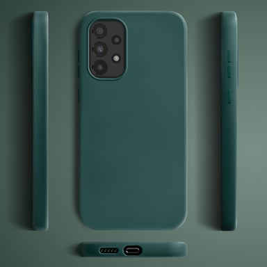 Moozy Lifestyle. Coque en silicone pour Samsung A33 5G, vert foncé – Coque légère en silicone liquide avec finition mate et doublure en microfibre douce, coque en silicone de qualité supérieure