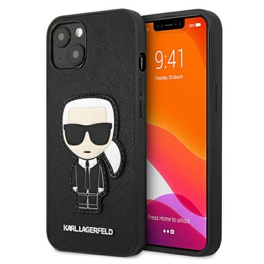 Funda Karl Lagerfeld para iPhone 13 mini 5.4'' negro Saffiano Iconic Karl`s Patch