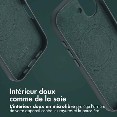 Accezz Coque arrière en cuir avec MagSafe pour Apple iPhone 16 - Cedar Green