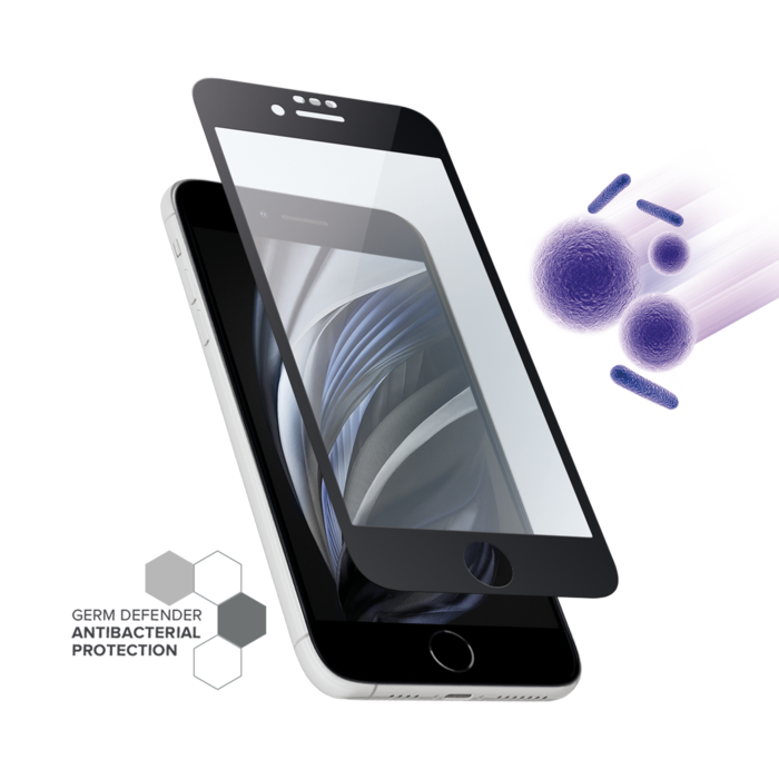 Protector de pantalla de cristal templado con bordes curvados  antibacteriano para Apple iPhone SE 2022, Negro - The Kase