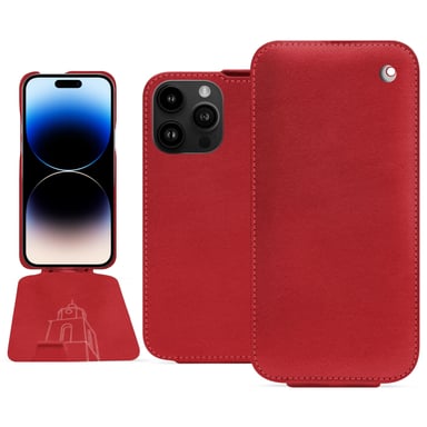 Funda de piel Apple iPhone 15 Pro Max - Solapa vertical - Rojo - Piel lisa de primera calidad