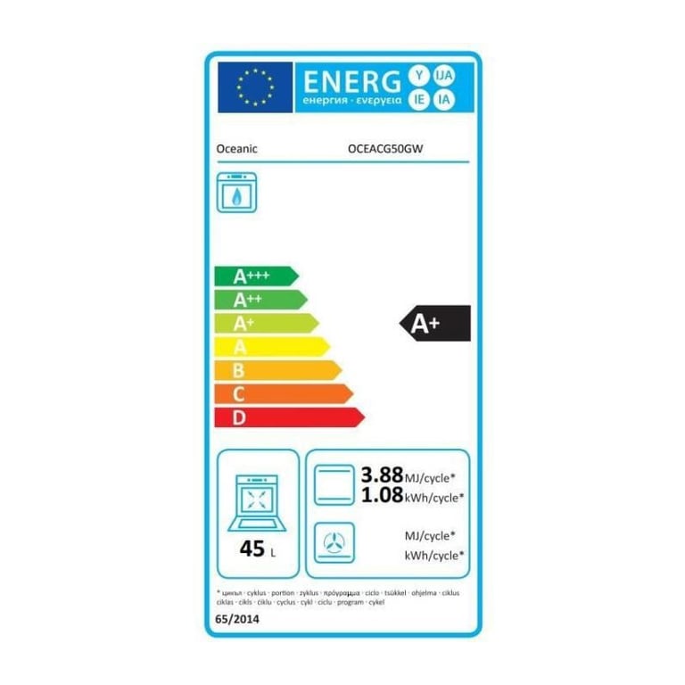 Cuisinière gaz OCEANIC OCEACG50GW 4 feux L49 8 xP61 xH 86 cm - vue 3