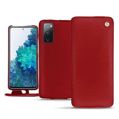 Housse cuir Samsung Galaxy S20 FE - Rabat vertical - Rouge - Cuir lisse