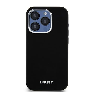 Étui DKNY pour iPhone 15 Pro 6.1'' noir étui rigide Liquid Silicone Small Metal Logo MagSafe