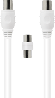 Force Power TV Cable Coaxial 9.52mm Macho/Macho 2m con Adaptador Macho/Macho Blanco