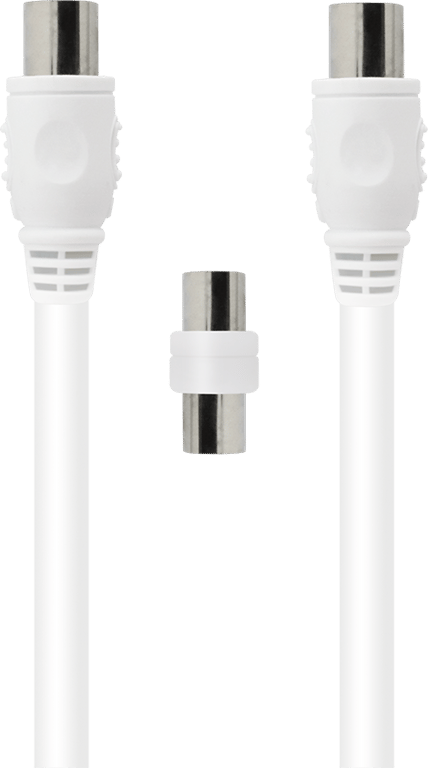 Câble TV Coaxial 9.52mm Coudé MâleFemelle 2m avec Adaptateur MâleMâle Neuf - vue 6