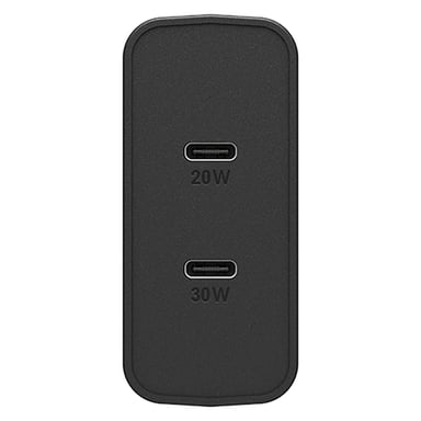 OtterBox EU Wall Charger 50W - 1X USB-C 30W + 1X USB-C 20W USB-PD, noir