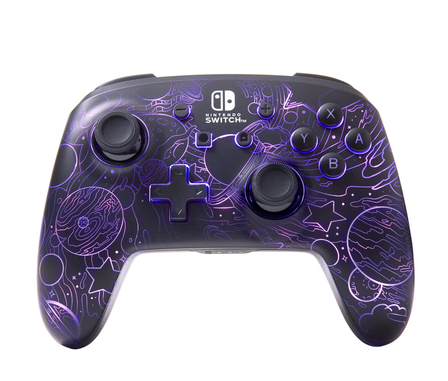Manette sans fil améliorée PowerA pour Nintendo Switch modèle OLED et Switch Lite accessoire de jeu manette de jeu manette gaming manette Bluetooth sous licence officielle RGB Galactic Vortex