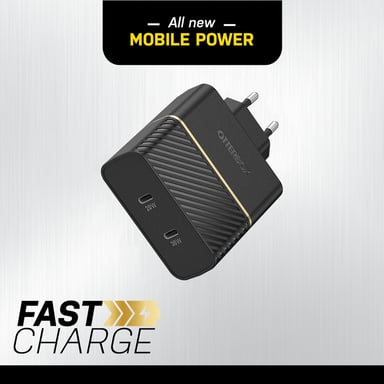 OtterBox EU Wall Charger 50W - 1X USB-C 30W + 1X USB-C 20W USB-PD, noir