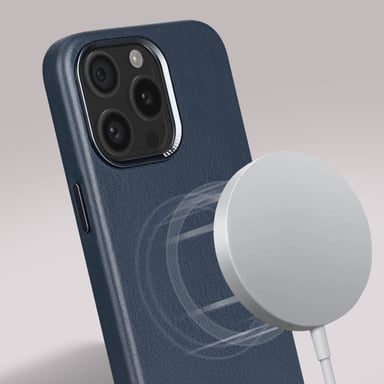 Coque pour Apple iPhone 15 Pro Max MagSafe en Cuir Pleine Fleur Ultra-Résistant Bleu marine