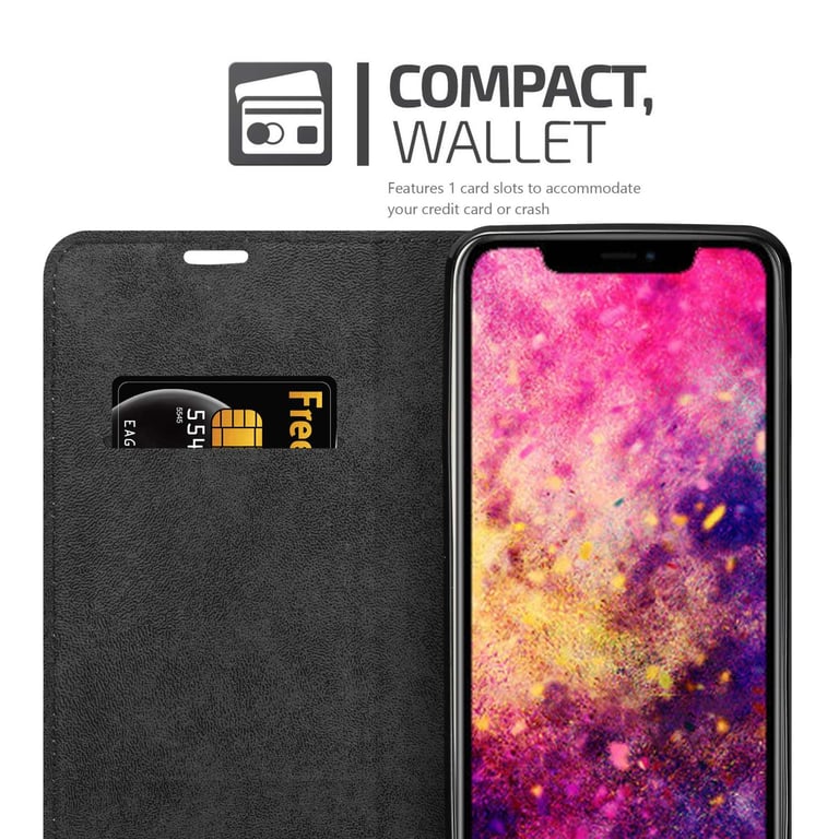 Coque pour Apple iPhone 13 PRO en NOIR NUIT Housse de protection Étui avec fermeture magnétique, fonction de support et compartiment pour carte