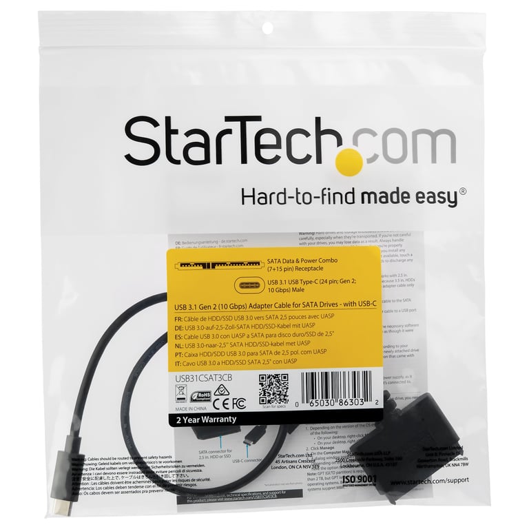 StarTech.com Adaptateur USB 3.1 10 Gb/ pour disque dur SATA III de 2 5 avec USB C et UASP - vue 4