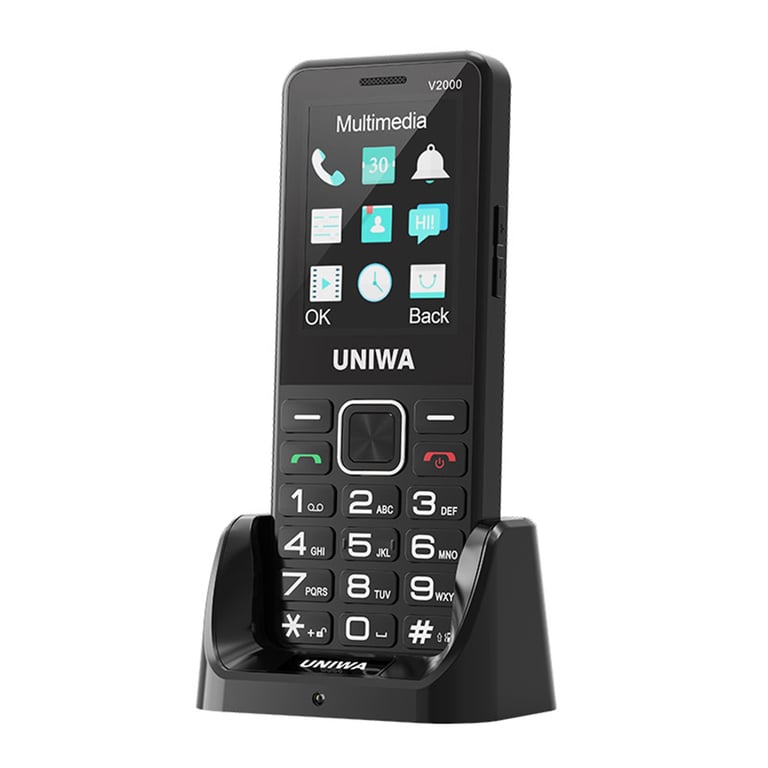 Uniwa V2000 Téléphone Senior 4G Batterie Bluetooth Caméra Téléphone Mobile pour Seniors GSM Senior Neuf