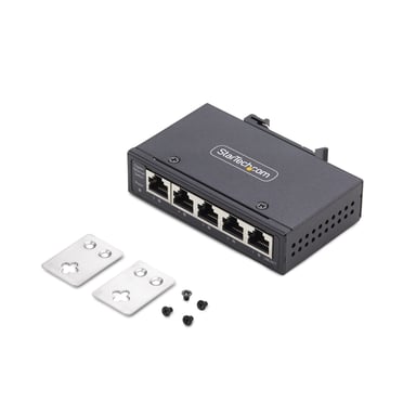 StarTech.com Switch di Rete Industriale non gestito a 5 porte 100/1000 Ethernet montaggio su guida DIN/parete Switch Gigabit IP30 robusto -40 - 75&degC 960V CC TAA (UNMANAGED SWITCH 5-PORT TAA - - 10/100/1000MBPS FANLESS IP30)