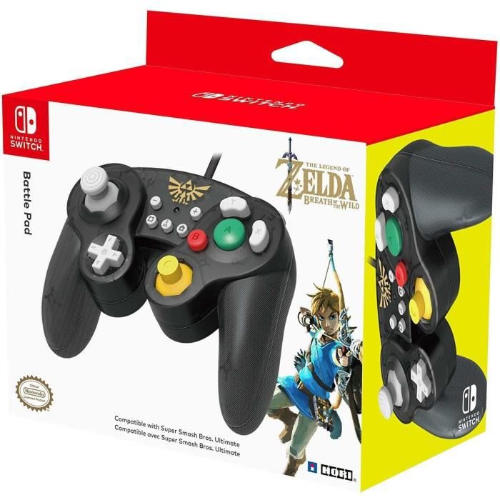 Hori Battle Pad Mando con cable GameCube Super Smash Bros para Nintendo Switch - Diseño Zelda - Licencia oficial Nintendo