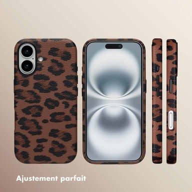 Selencia Coque Sabi imprimé panthère avec MagSafe pour Apple iPhone 16 - Mocha Brown