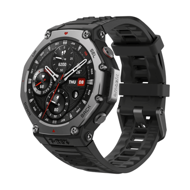 Amazfit T-Rex 3 3,81 cm (1.5'') AMOLED 48.5 mm Digital 480 x 480 Pixeles Pantalla táctil Negro Wifi GPS (satélite)