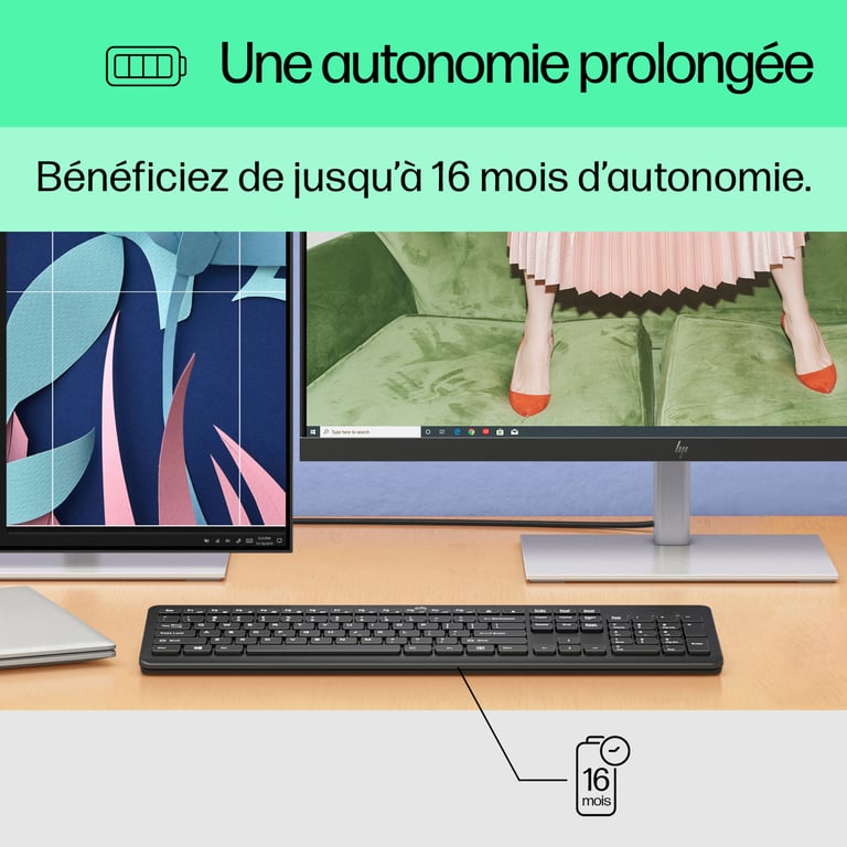Clavier Sans Fil HP 230 – AZERTY, Frappe Silencieuse, Universel - vue 10