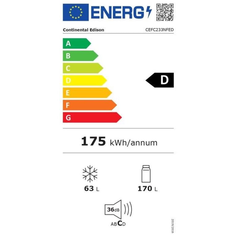 Réfrigérateur congélateur bas encastrable Total No Frost Sans givre L54x H177 x P54 5cm Classe D - vue 4